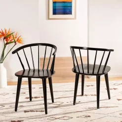 Kirklands Home Wood Curved Spindle Dining Chairs, Set of 2 Black Hot