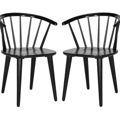 Kirklands Home Wood Curved Spindle Dining Chairs, Set of 2 Black Hot