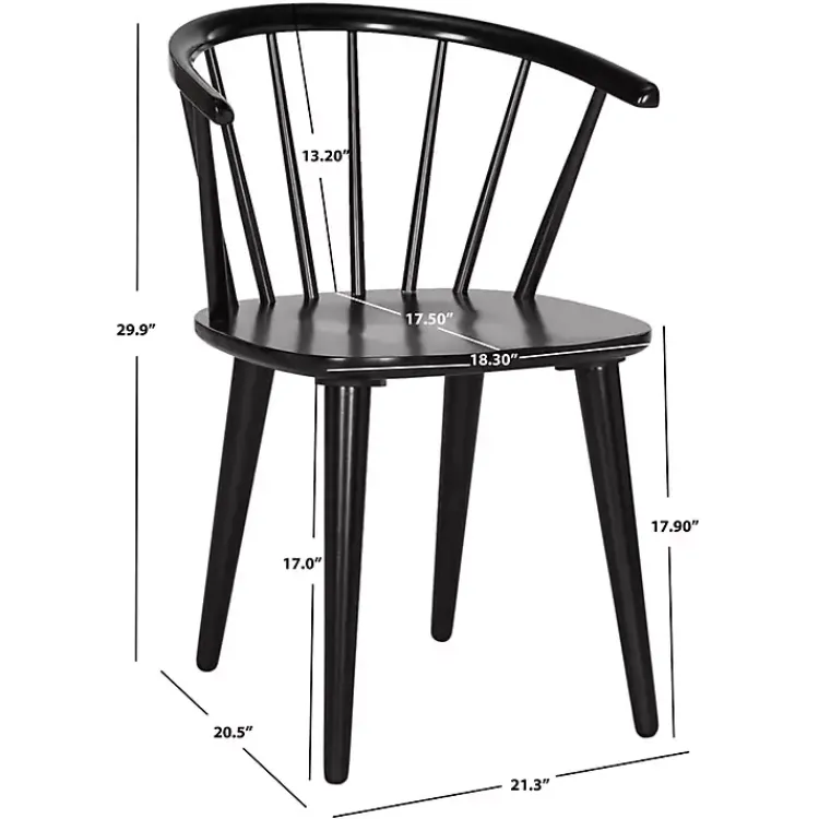 Kirklands Home Wood Curved Spindle Dining Chairs, Set of 2 Black Hot