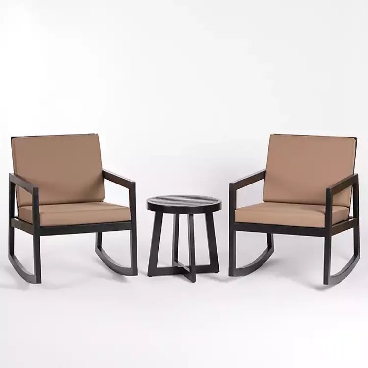 Kirklands Home Black Wood Cushioned Rocker 3-pc. Conversation Set New