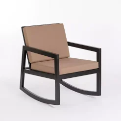 Kirklands Home Black Wood Cushioned Rocker 3-pc. Conversation Set New