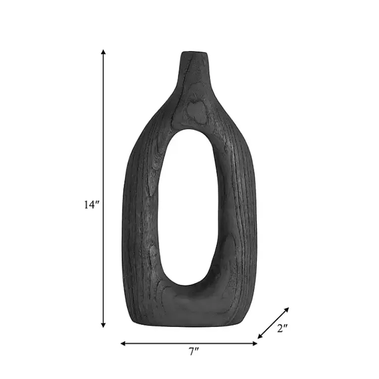 Vases>Kirklands Home Wood Cut-Out Vase, 14 in. Black