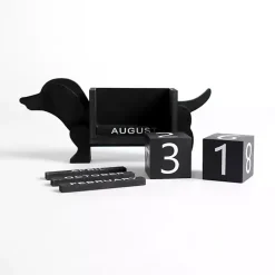Decorative Accents>Kirklands Home Black Wood Dachshund Block Calendar