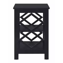Kirklands Home Wood Diamond 2-Tier Accent Table Black Best