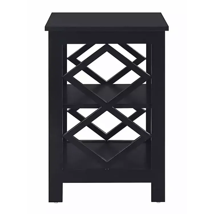 Kirklands Home Wood Diamond 2-Tier Accent Table Black Best