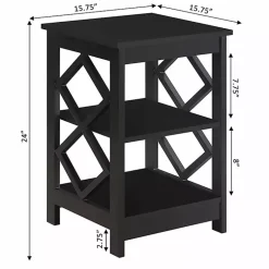 Kirklands Home Wood Diamond 2-Tier Accent Table Black Best