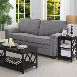 Kirklands Home Wood Diamond 2-Tier Accent Table Black Best