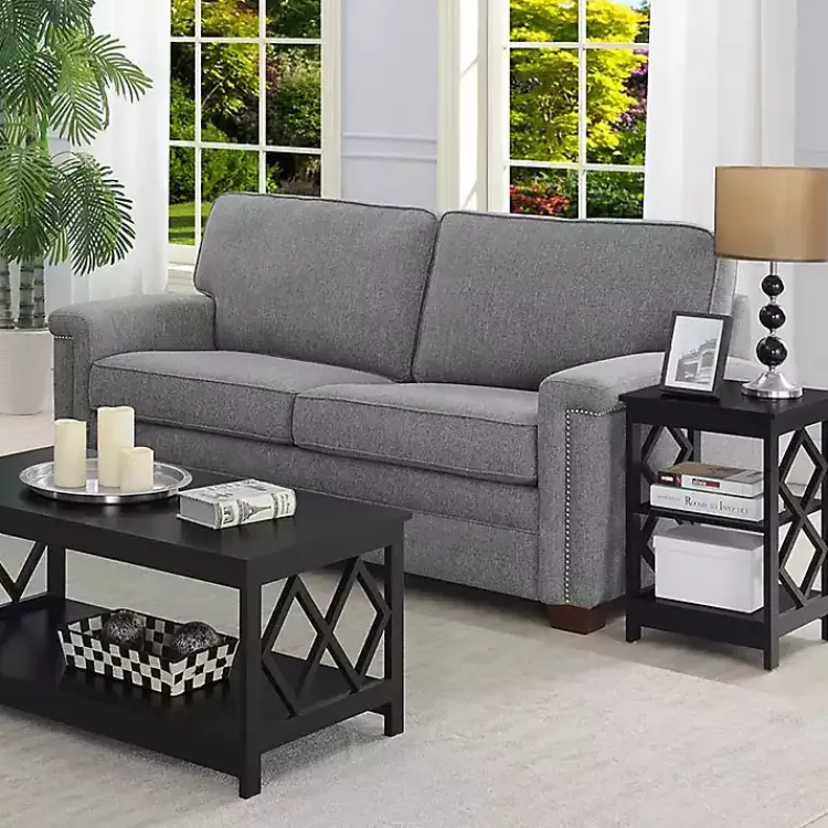Kirklands Home Wood Diamond 2-Tier Accent Table Black Best