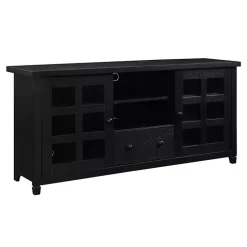 Kirklands Home Wood 2-Door Windowpane Media Cabinet Black Best
