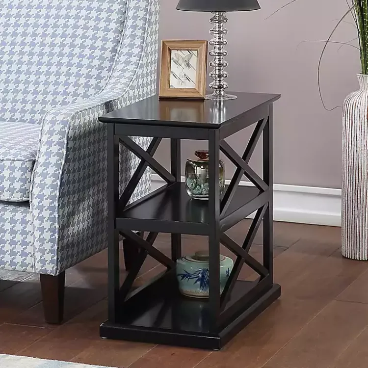 Kirklands Home Wood Double X Sides Accent Table Black Clearance