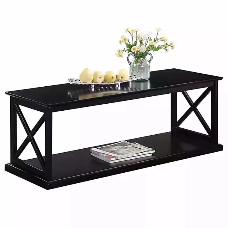 Kirklands Home Wood Double X Sides Coffee Table Black Best