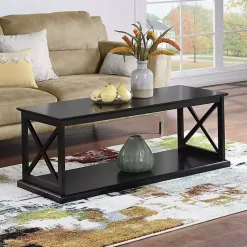 Kirklands Home Wood Double X Sides Coffee Table Black Best