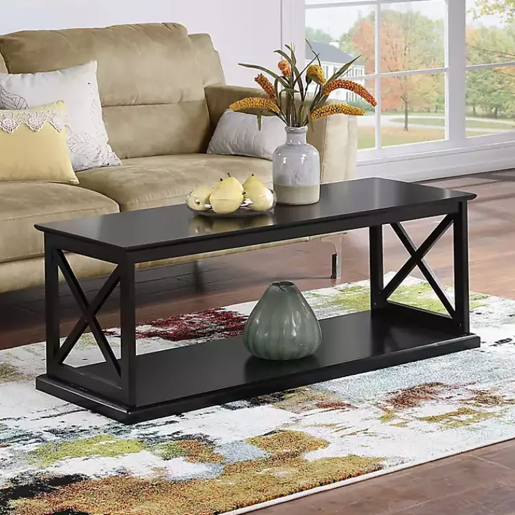 Kirklands Home Wood Double X Sides Coffee Table Black Best