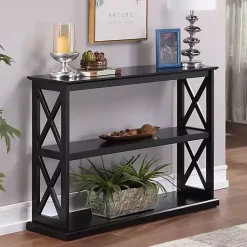 Kirklands Home Wood Double X Sides Console Table Black Clearance