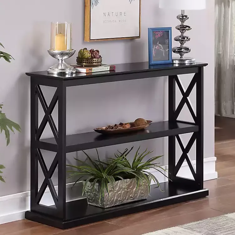 Kirklands Home Wood Double X Sides Console Table Black Clearance