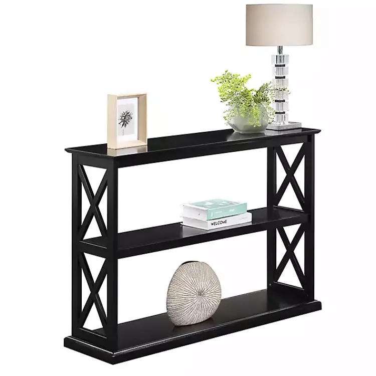 Kirklands Home Wood Double X Sides Console Table Black Clearance
