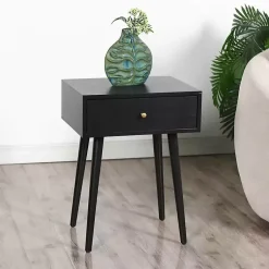 Kirklands Home Wood 1-Drawer Arthur Accent Table Black Sale
