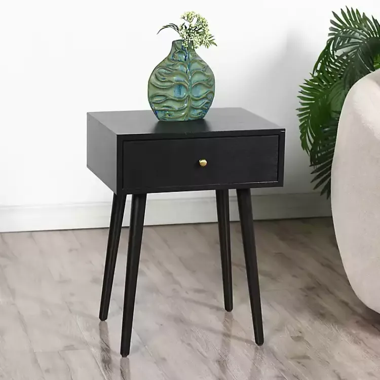 Kirklands Home Wood 1-Drawer Arthur Accent Table Black Sale