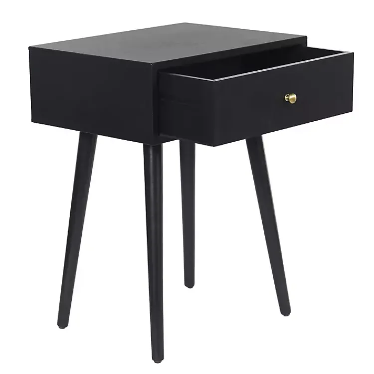 Kirklands Home Wood 1-Drawer Arthur Accent Table Black Sale