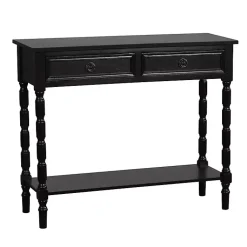 Kirklands Home Wood 2-Drawer Barrett Console Table Black Clearance