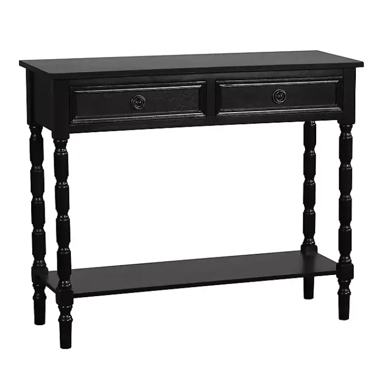 Kirklands Home Wood 2-Drawer Barrett Console Table Black Clearance