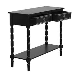 Kirklands Home Wood 2-Drawer Barrett Console Table Black Clearance