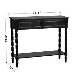 Kirklands Home Wood 2-Drawer Barrett Console Table Black Clearance