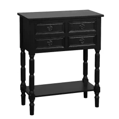 Kirklands Home Wood 4-Drawer Barrett Console Table Black Discount