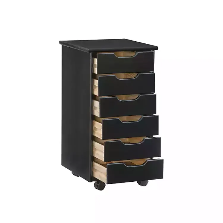 Kirklands Home Wood 6-Drawer Cary Storage Cart Black Online