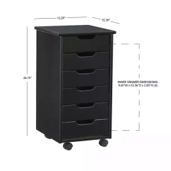 Kirklands Home Wood 6-Drawer Cary Storage Cart Black Online