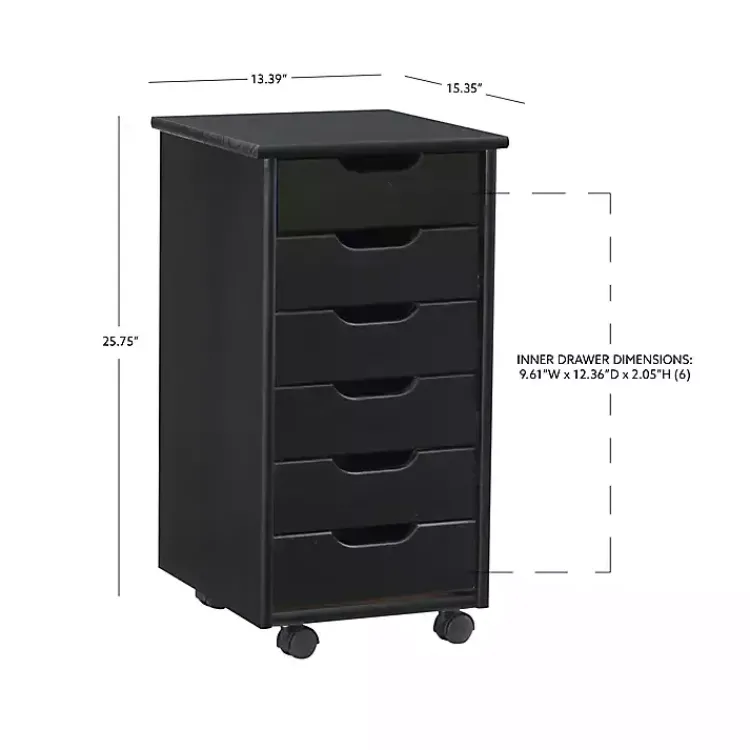 Kirklands Home Wood 6-Drawer Cary Storage Cart Black Online