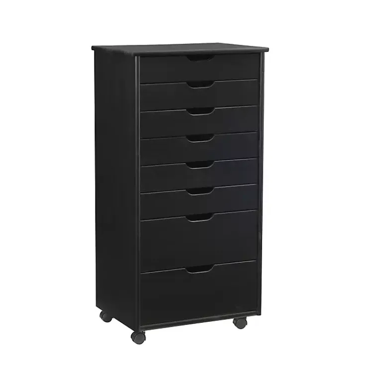 Kirklands Home Wood 8-Drawer Cary Storage Cart Black Outlet