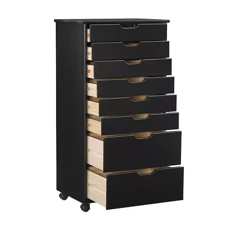 Kirklands Home Wood 8-Drawer Cary Storage Cart Black Outlet