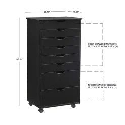 Kirklands Home Wood 8-Drawer Cary Storage Cart Black Outlet