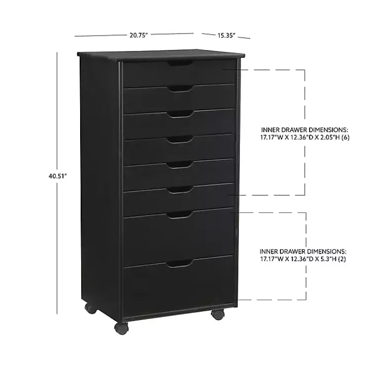 Kirklands Home Wood 8-Drawer Cary Storage Cart Black Outlet