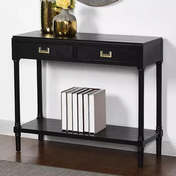 Kirklands Home Wood 2-Drawer Layla Console Table Black Discount