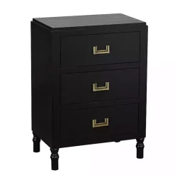 Kirklands Home Wood 3-Drawer Layla Nightstand Black Outlet