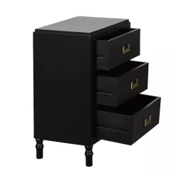 Kirklands Home Wood 3-Drawer Layla Nightstand Black Outlet