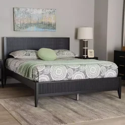Kirklands Home Wood Fluted Headboard Primrose Queen Bed Black Best