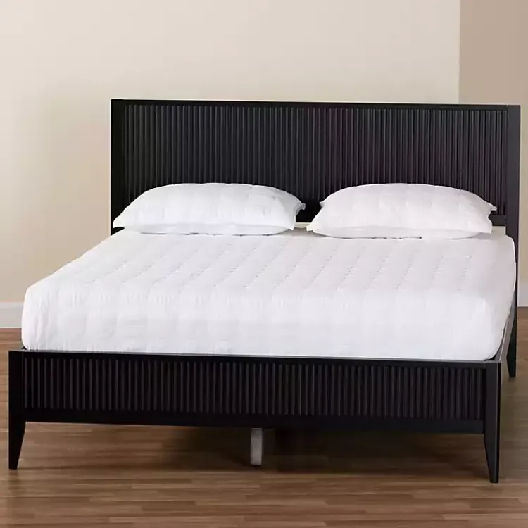 Kirklands Home Wood Fluted Headboard Primrose Queen Bed Black Best