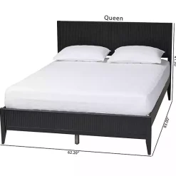 Kirklands Home Wood Fluted Headboard Primrose Queen Bed Black Best