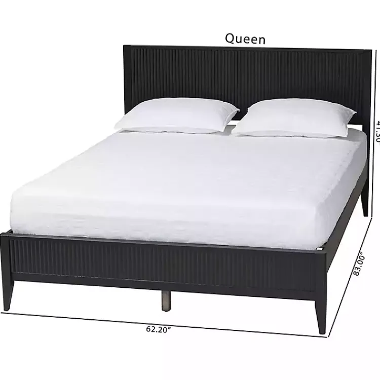 Kirklands Home Wood Fluted Headboard Primrose Queen Bed Black Best