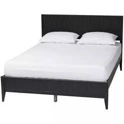 Kirklands Home Wood Fluted Headboard Primrose King Bed Black Hot