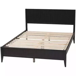 Kirklands Home Wood Fluted Headboard Primrose King Bed Black Hot