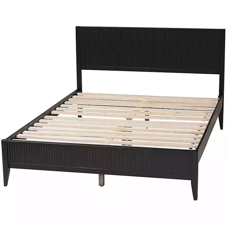 Kirklands Home Wood Fluted Headboard Primrose King Bed Black Hot