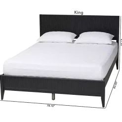 Kirklands Home Wood Fluted Headboard Primrose King Bed Black Hot