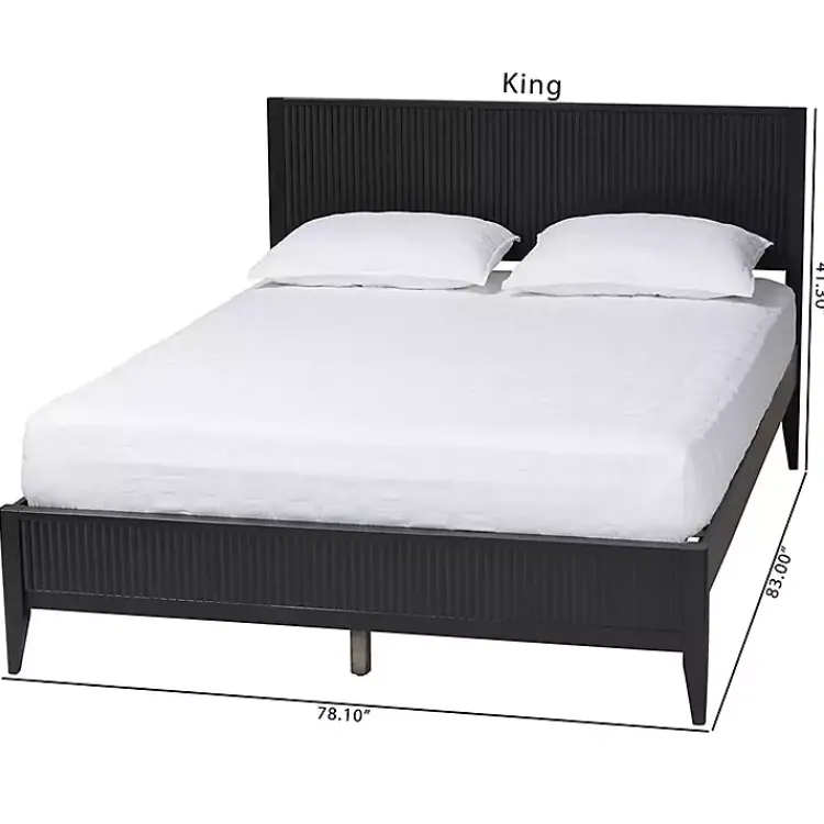 Kirklands Home Wood Fluted Headboard Primrose King Bed Black Hot