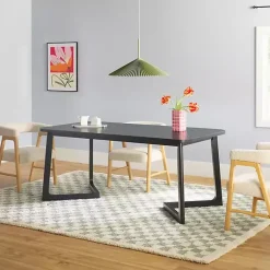 Kirklands Home Wood Geometric Legs Dining Table Black Outlet