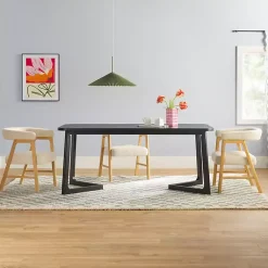 Kirklands Home Wood Geometric Legs Dining Table Black Outlet