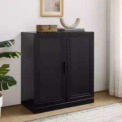 Kirklands Home Wood Grain Stackable Storage Cabinet Black Best